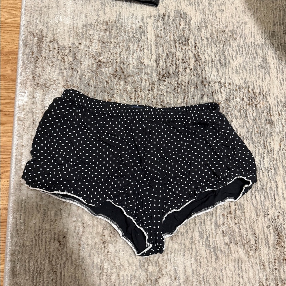 Brandy Melville Black and White Polka Dot Athletic Shorts